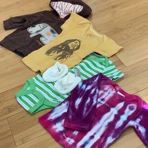 3 Item Newborn Lot: Hoody, Onesie and Booties